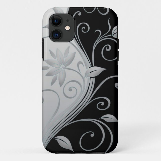 Capas de iphone Elegante de espiral preto e branco (Verso)