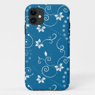 Capas de iphone florais azuis de Swirly do vintage