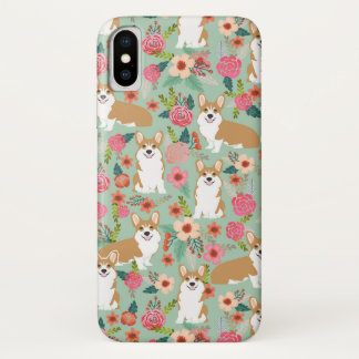 Capas de iphone florais do Corgi - hortelã