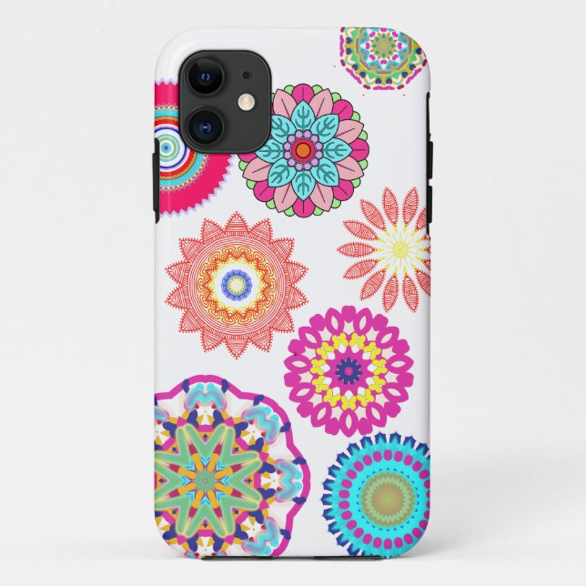 Capas de iphone florais do teste padrão da mandala (Verso)