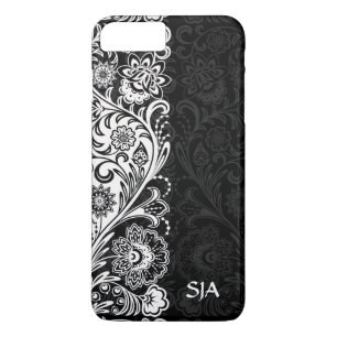 Capas de iphone Floral Branco preto-escuro