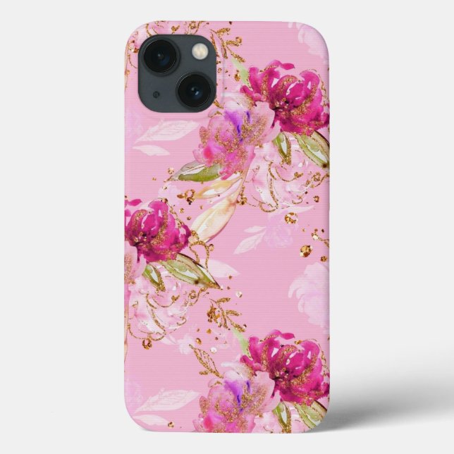 Capas de iphone floral cor-de-rosa de gabinete (Verso)