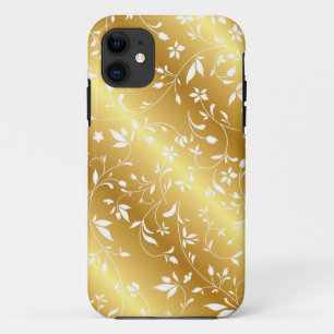 Capas de iphone Floral Dourada Elegante