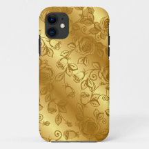 Capas de iphone Floral Dourada Elegante