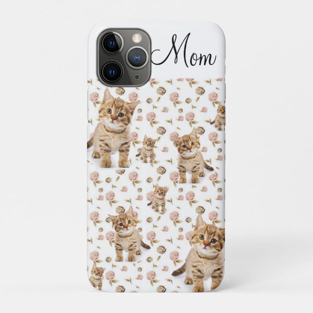 Capas de iphone Floral Kitten Mãe (Verso)