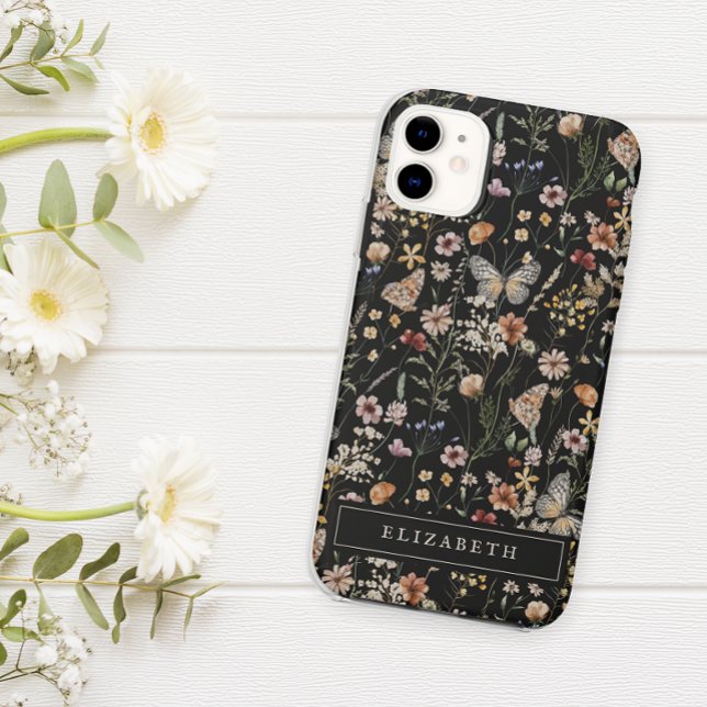 Capas de iphone Floral Preta Monograma (Criador carregado)