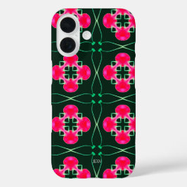 Capas de iphone Floral Rosa e Verde com Nome