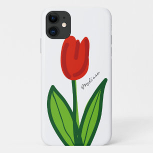 Capas de iphone floral Whimsical com tulipa vermel