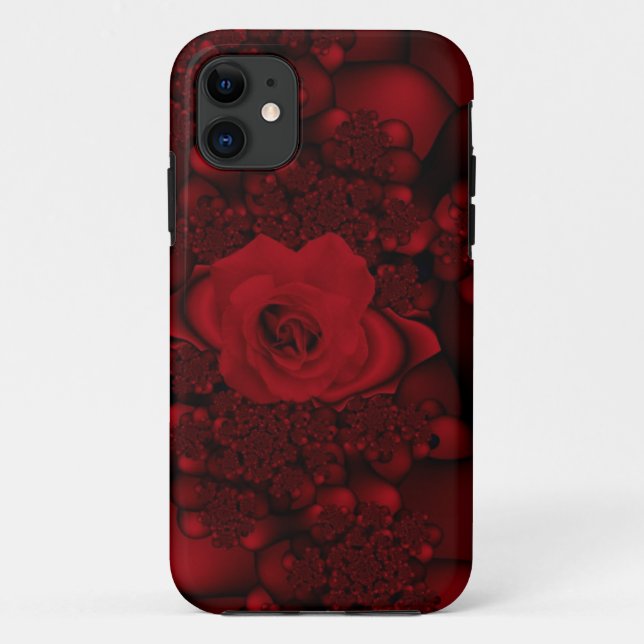 capas de iphone fractal negra e rosa vermelha (Verso)