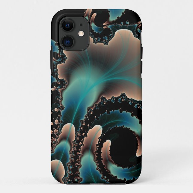 capas de iphone fractal rosa e azul (Verso)