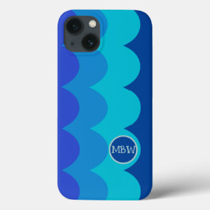 Capas de iphone Monograma de Ondas Azuis