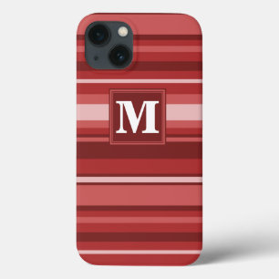 Capas de iphone monograma de tiras vermelhas