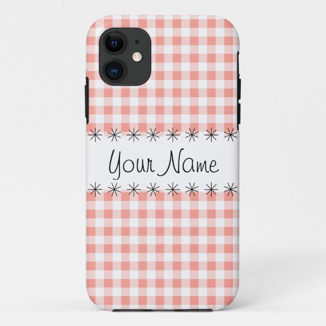 Capas de iphone 'Name' de Verificação de Gingham C (Verso)