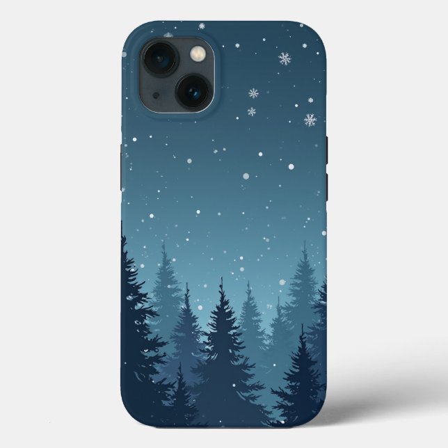 Capas de iphone Noturna da Floresta de inverno (Verso)