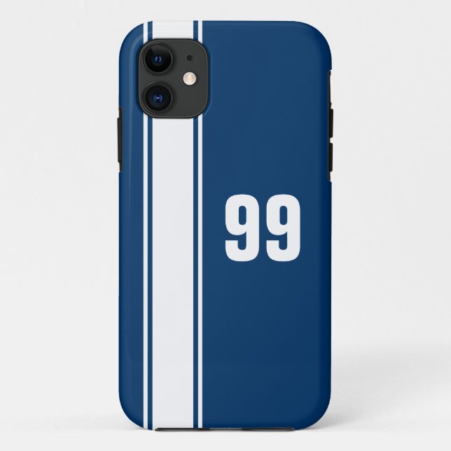 Capas de iphone Numerada de Jersey da Faixa Azul e (Verso)