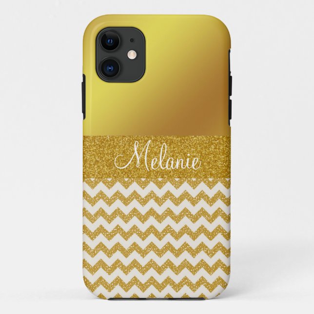 capas de iphone Personalizada Chevron Dourada (Verso)
