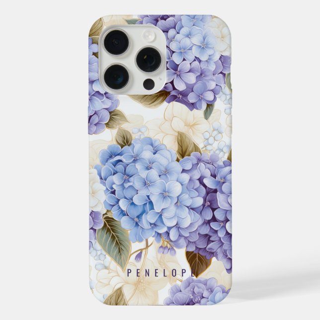 Capas de iphone personalizada da hydrangea azul pú (Verso)