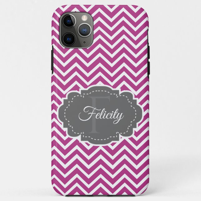 Capas de iphone Personalizada Magenta Chevron (Verso)