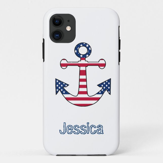capas de iphone Personalizado Monograma Anchor Pat (Verso)