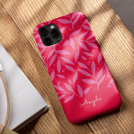 Capas de iphone personalizável de folhagem rosa e