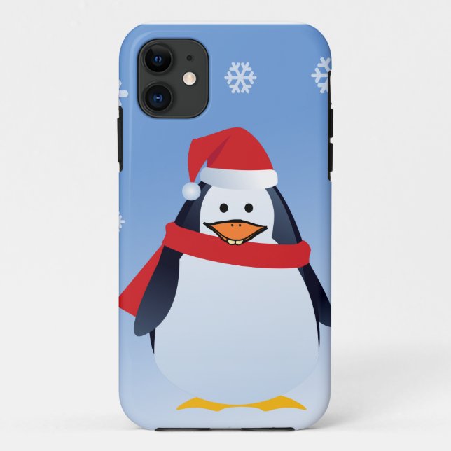 capas de iphone Pinguim Natal Papai Noel (Verso)