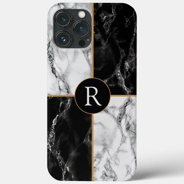 Capas de iphone Preta de Mármore Personalizada (Verso)