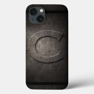 Capas de iphone pretas do monograma do metal C