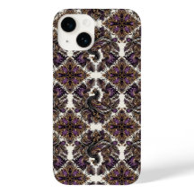 Capas de iphone Raven Dourada Roxo Elegante