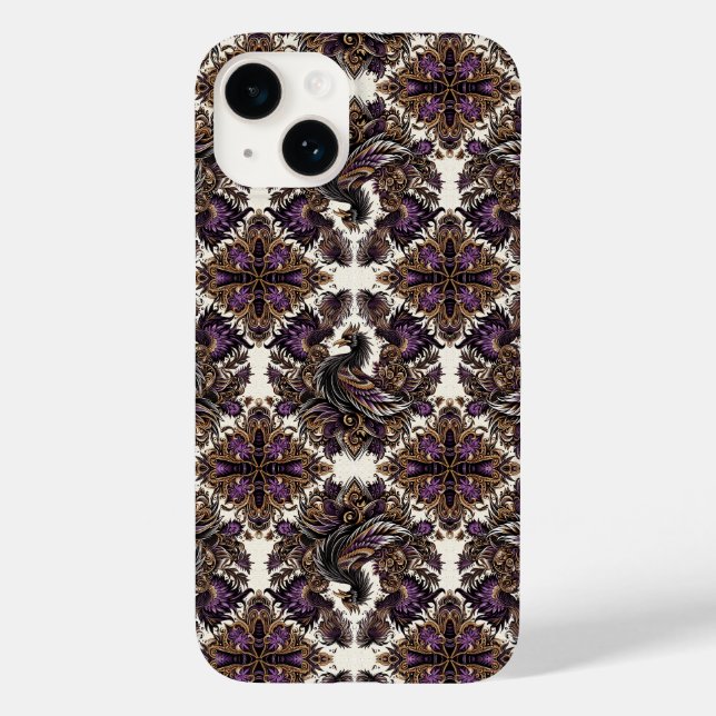 Capas de iphone Raven Dourada Roxo Elegante (Verso)