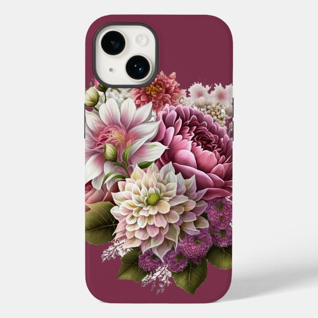 Capas de iphone Rosa e Creme Florais (Verso)