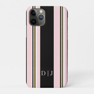 Capas de iPhone Rosa e Ouro Branco com Faixa Preta