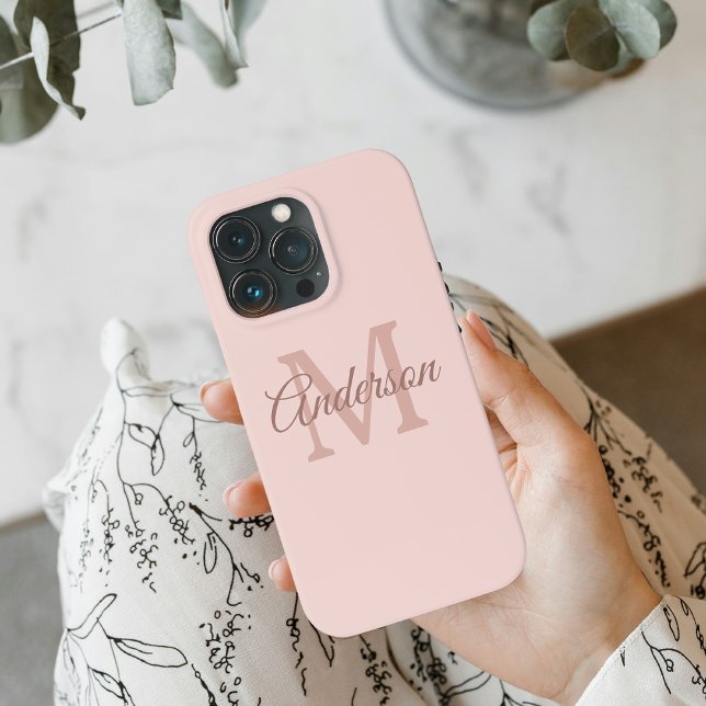 Capas de iphone Rosa Pastel Personalizada | Monogr (Criador carregado)