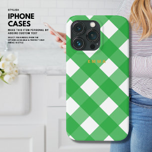 Capas de iphone Rosa Personalizada Gingham com Nom
