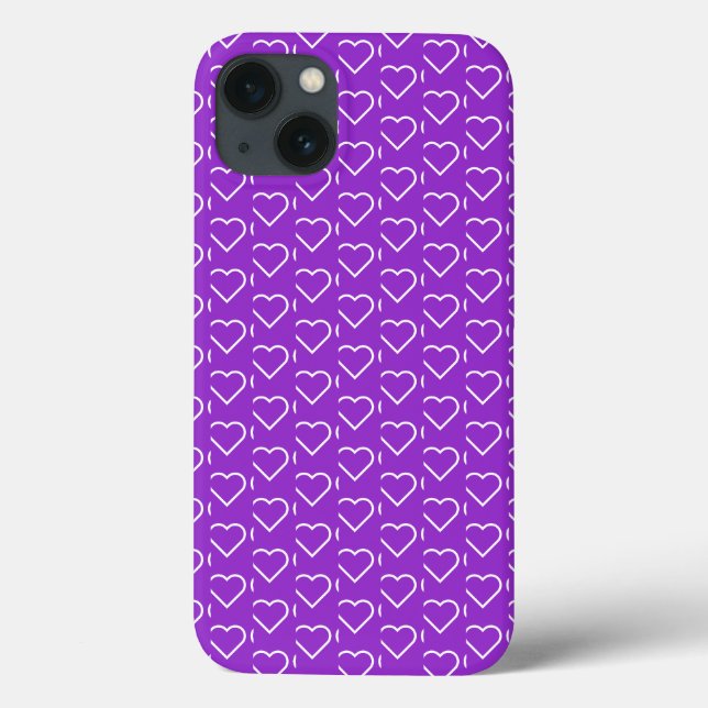 Capas de iphone Roxa com Corações - Escolher Cores (Verso)