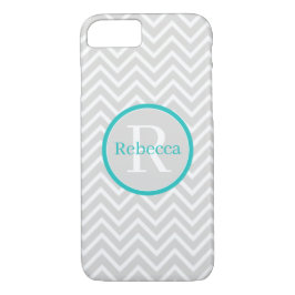 Capas de iphone Teal Chevron Monograma