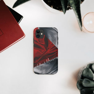 Capas de iphone têxteis, vermelhas e cinzas