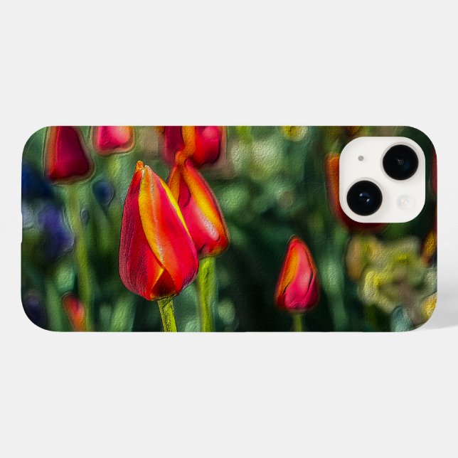Capas de iphone Texturizada do Jardim Tulip (Verso (horizontal))