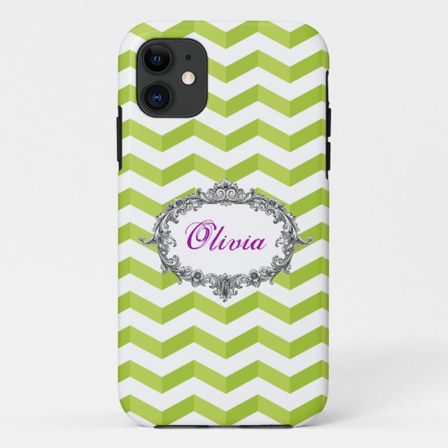 capas de iphone Verde/Branco 3D Chevrons adicione  (Verso)