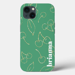 Capas de iphone verde de caixa-mate brilhante de C