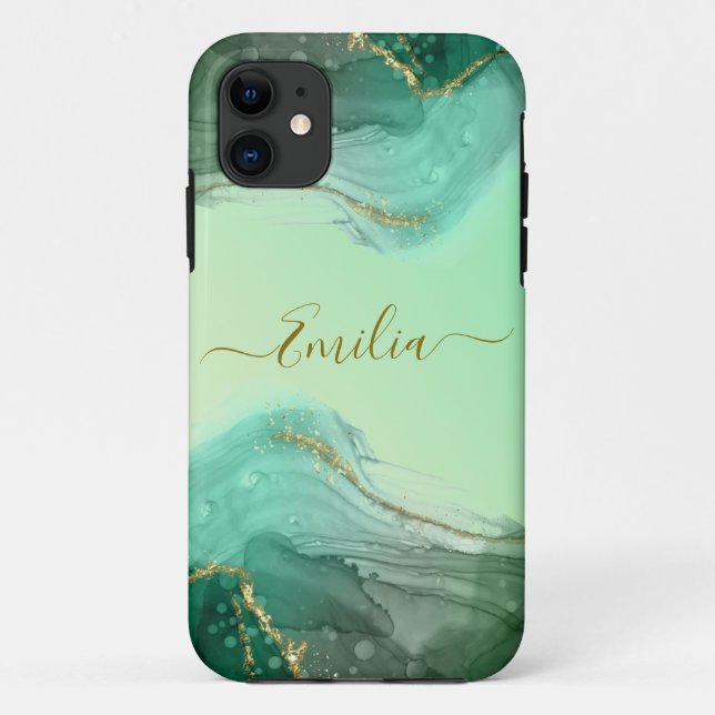 Capas de iphone verde-esmeralda (Verso)