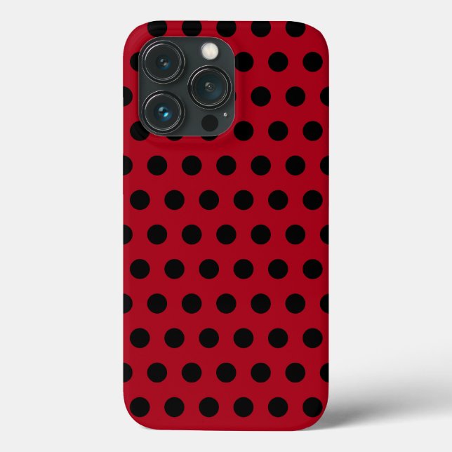 Capas de iphone Vermelha com Bolinhas Pretas Escol (Verso)