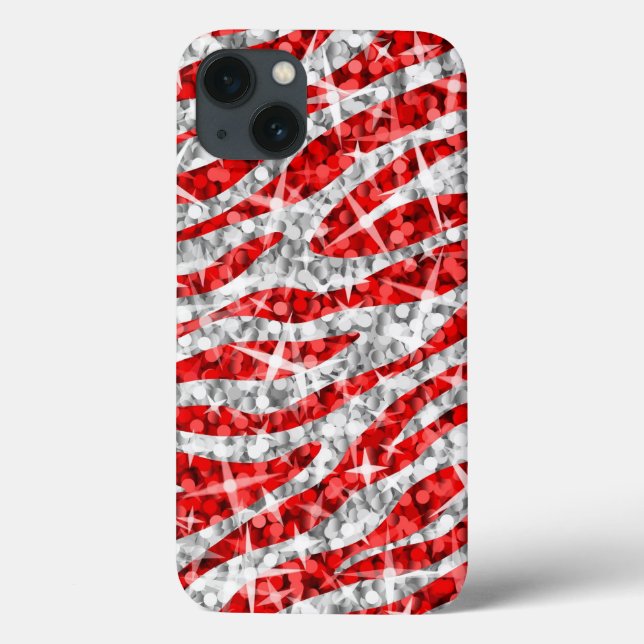 Capas de iphone Vermelha Zebra Glitz (Verso)