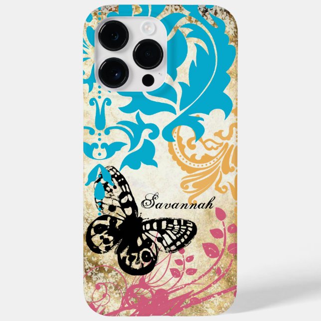 Capas de iphone Vintage Butterfly Damask (Verso)
