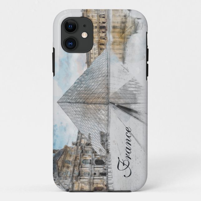 Capas de iphone Watercolor Louvre - Paris Artístic (Verso)