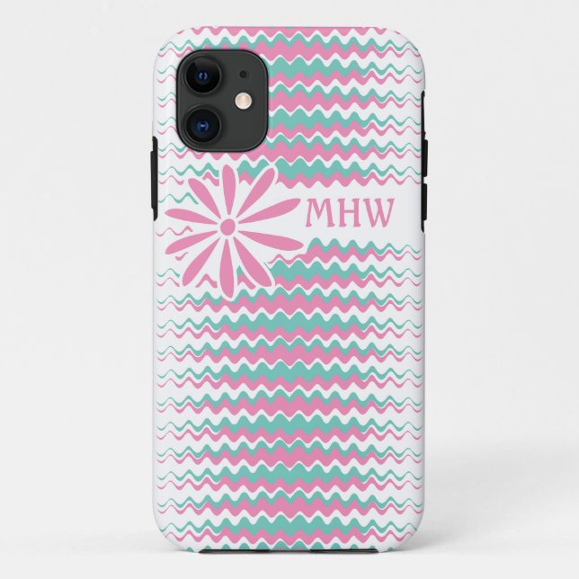 Capas de monograma personalizadas de faixas ondula (Verso)