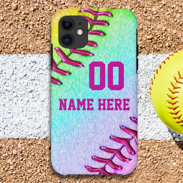 Capas de telefone bonitas, de Softball, VELHOS a N (Softball iPhone 11 Case. Personalized Softball Phone Cases. Cute Softball Phone Case.)