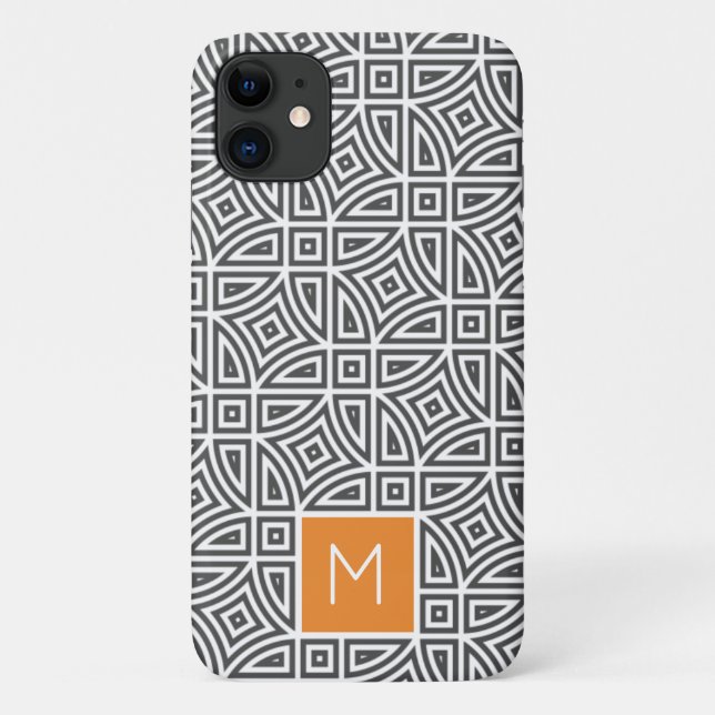 Capas de telefone com padrão abstrato de monograma (Verso)