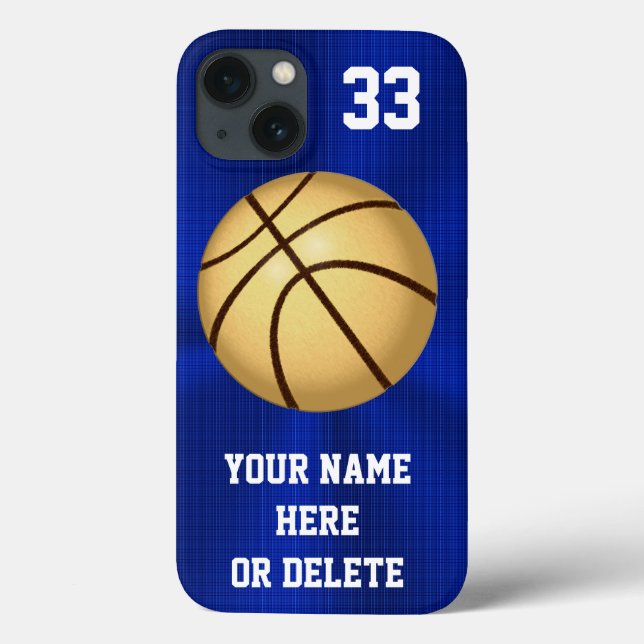 Capas de telefone de basquete azuis e Douradas PER (Verso)