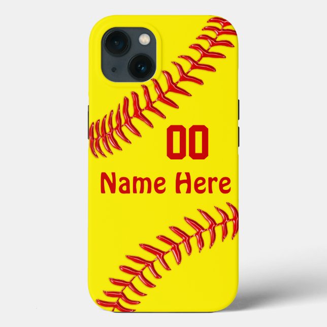 Capas de telefone de Softball Personalizadas, MAIS (Verso)