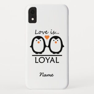 Capas de telefone Penguin Love com nome personaliz